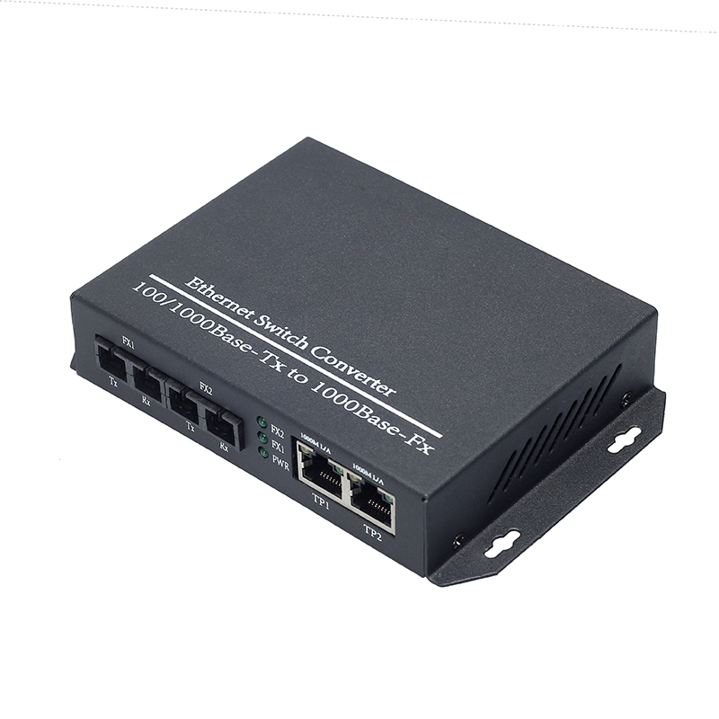 2x10/100/1000Base-TX to 2x1000Base-LX Dual fiber 1310nm 40km Fiber Switch